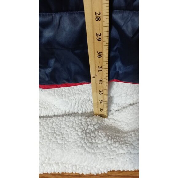 Tommy Hilfiger Puffer Button Down Jacket Women's Size L Blue Red White Vintage - Picture 5 of 15